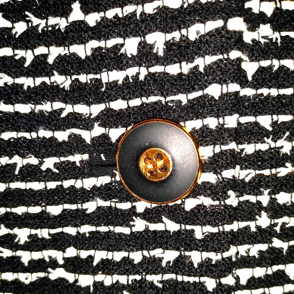 CARLISLE 8/10 BOUCLE EYELASH BLACK WHITE WOOL BLEND GROSGRAIN TAILOR SKIRT SUIT - Picture 6 of 12